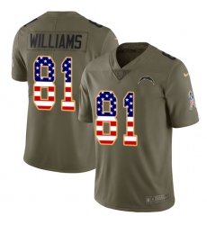 Youth Nike Los Angeles Chargers #81 Mike Williams Limited Olive/USA Flag 2017 Salute to Service NFL Jersey