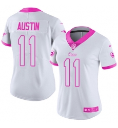 Women's Nike Los Angeles Rams #11 Tavon Austin Limited White/Pink Rush Fashion NFL Jersey