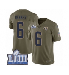 Men's Nike Los Angeles Rams #6 Johnny Hekker Limited Olive 2017 Salute to Service Super Bowl LIII Bound NFL Jersey