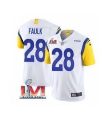 Men's Los Angeles Rams #28 Marshall Faulk White 2022 Super Bowl LVI Vapor Limited Stitched Jersey