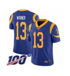Men's Los Angeles Rams #13 Kurt Warner Royal Blue Alternate Vapor Untouchable Limited Player 100th Season Football Jersey