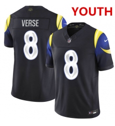 Youth los angeles rams #8 jared verse midnight blue 2025 f.u.s.e. “rivalries” vapor limited football stitched jersey