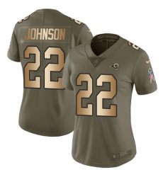 Women's Nike Los Angeles Rams #22 Trumaine Johnson Limited Olive/Gold 2017 Salute to Service NFL Jersey
