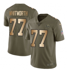Men's Nike Los Angeles Rams #77 Andrew Whitworth Limited Olive/Gold 2017 Salute to Service NFL Jersey