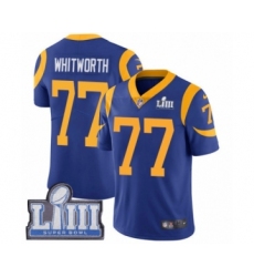 Men's Nike Los Angeles Rams #77 Andrew Whitworth Royal Blue Alternate Vapor Untouchable Limited Player Super Bowl LIII Bound NFL Jersey