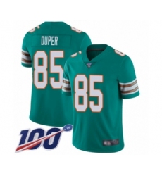 Men's Miami Dolphins #85 Mark Duper Aqua Green Alternate Vapor Untouchable Limited Player 100th Season Football Jersey