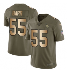 Youth Nike Minnesota Vikings #55 Anthony Barr Limited Olive/Gold 2017 Salute to Service NFL Jersey