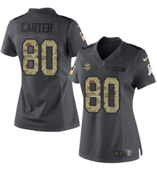 Women's Nike Minnesota Vikings #80 Cris Carter Limited Black 2016 Salute to Service NFL Jersey