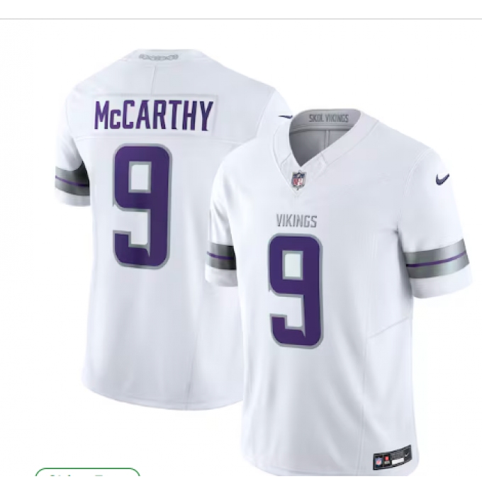 Men's Minnesota Vikings #9 J.J. McCarthy Nike White Player Game Jersey
