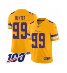 Youth Minnesota Vikings #99 Danielle Hunter Limited Gold Inverted Legend 100th Season Football Jersey