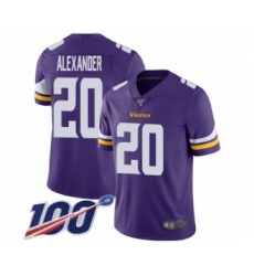 Men's Minnesota Vikings #20 Mackensie Alexander Purple Team Color Vapor Untouchable Limited Player 100th Season Football Jersey