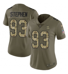 Women's Nike Minnesota Vikings #93 Shamar Stephen Limited Olive/Camo 2017 Salute to Service NFL Jersey