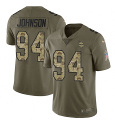 Youth Nike Minnesota Vikings #94 Jaleel Johnson Limited Olive/Camo 2017 Salute to Service NFL Jersey