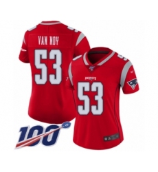 Women's New England Patriots #60 David Andrews Limited Red Inverted Legend 100th Season Football Jersey