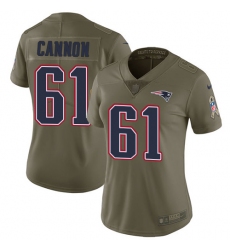 Women's Nike New England Patriots #61 Marcus Cannon Limited Olive 2017 Salute to Service NFL Jersey