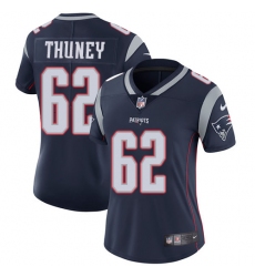 Women's Nike New England Patriots #62 Joe Thuney Navy Blue Team Color Vapor Untouchable Limited Player NFL Jersey