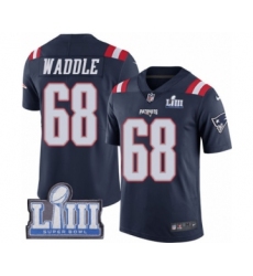 Men's Nike New England Patriots #68 LaAdrian Waddle Limited Navy Blue Rush Vapor Untouchable Super Bowl LIII Bound NFL Jersey