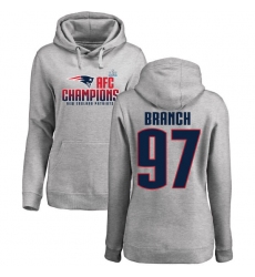 Women's Nike New England Patriots #97 Alan Branch Heather Gray 2017 AFC Champions Pullover Hoodie