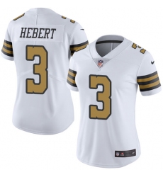 Women's Nike New Orleans Saints #3 Bobby Hebert Limited White Rush Vapor Untouchable NFL Jersey