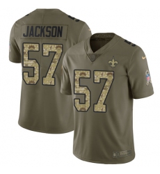 Men's Nike New Orleans Saints #57 Rickey Jackson Limited Olive/Camo 2017 Salute to Service NFL Jersey