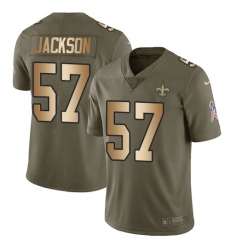 Men's Nike New Orleans Saints #57 Rickey Jackson Limited Olive/Gold 2017 Salute to Service NFL Jersey