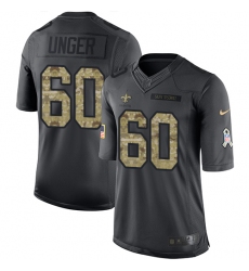 Men's Nike New Orleans Saints #60 Max Unger Limited Black 2016 Salute to Service NFL Jersey