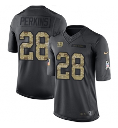 Men's Nike New York Giants #28 Paul Perkins Limited Black 2016 Salute to Service NFL Jersey