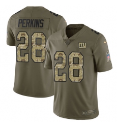 Youth Nike New York Giants #28 Paul Perkins Limited Olive/Camo 2017 Salute to Service NFL Jersey
