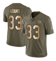Men's Nike New York Giants #33 Andrew Adams Limited Olive/Gold 2017 Salute to Service NFL Jersey