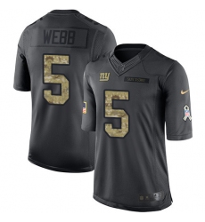 Men's Nike New York Giants #5 Davis Webb Limited Black 2016 Salute to Service NFL Jersey