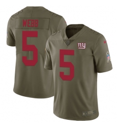 Men's Nike New York Giants #5 Davis Webb Limited Olive 2017 Salute to Service NFL Jersey