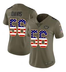 Women's Nike New York Jets #56 DeMario Davis Limited Olive/USA Flag 2017 Salute to Service NFL Jersey