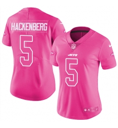Women's Nike New York Jets #5 Christian Hackenberg Limited Pink Rush Fashion NFL Jersey
