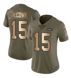 Women's Nike New York Jets #15 Josh McCown Limited Olive/Gold 2017 Salute to Service NFL Jersey