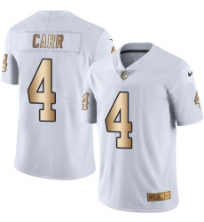 Men's Nike Oakland Raiders #4 Derek Carr Limited White/Gold Rush NFL Jersey