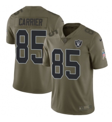 Youth Nike Oakland Raiders #85 Derek Carrier Limited Olive 2017 Salute to Service NFL Jersey