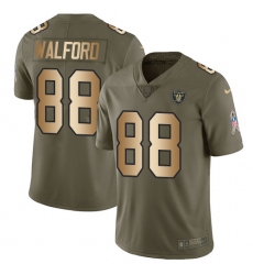 Men's Nike Oakland Raiders #88 Clive Walford Limited Olive/Gold 2017 Salute to Service NFL Jersey