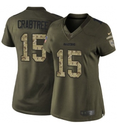 Women's Nike Oakland Raiders #15 Michael Crabtree Elite Green Salute to Service NFL Jersey