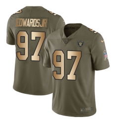 Men's Nike Oakland Raiders #97 Mario Edwards Jr Limited Olive/Gold 2017 Salute to Service NFL Jersey