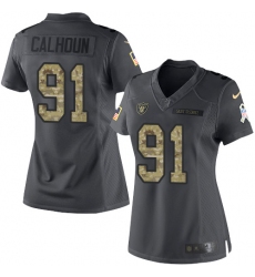 Women's Nike Oakland Raiders #91 Shilique Calhoun Limited Black 2016 Salute to Service NFL Jersey