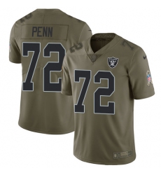 Youth Nike Oakland Raiders #72 Donald Penn Limited Olive 2017 Salute to Service NFL Jersey