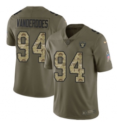 Youth Nike Oakland Raiders #94 Eddie Vanderdoes Limited Olive/Camo 2017 Salute to Service NFL Jersey