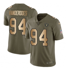 Youth Nike Oakland Raiders #94 Eddie Vanderdoes Limited Olive/Gold 2017 Salute to Service NFL Jersey