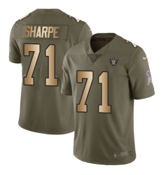 Youth Nike Oakland Raiders #71 David Sharpe Limited Olive/Gold 2017 Salute to Service NFL Jersey
