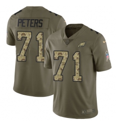 Youth Nike Philadelphia Eagles #71 Jason Peters Limited Olive/Camo 2017 Salute to Service NFL Jersey
