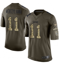 Men's Nike Philadelphia Eagles #11 Carson Wentz Elite Green Salute to Service Wentzylvania NFL Jersey
