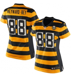 Women's Nike Pittsburgh Steelers #88 Darrius Heyward-Bey Limited Yellow/Black Alternate 80TH Anniversary Throwback NFL Jersey