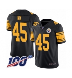 Men's Pittsburgh Steelers #45 Roosevelt Nix Limited Black Rush Vapor Untouchable 100th Season Football Jersey