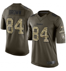 Youth Nike Pittsburgh Steelers #84 Antonio Brown Elite Green Salute to Service NFL Jersey