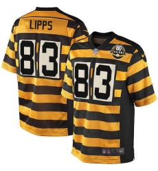 Men's Nike Pittsburgh Steelers #83 Louis Lipps Limited Yellow/Black Alternate 80TH Anniversary Throwback NFL Jersey
